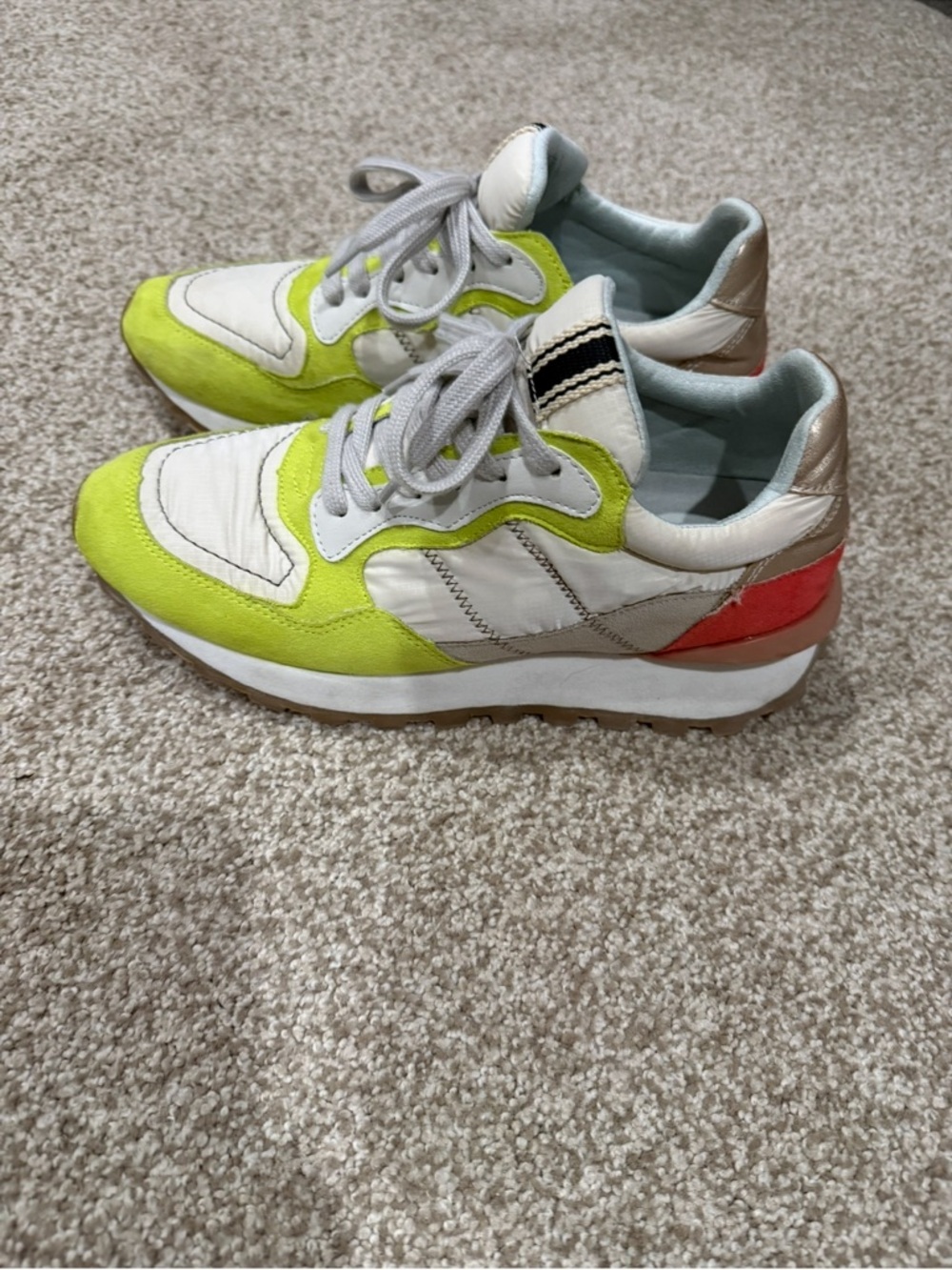 ShuShop Women’s Neon Lime & White Fashion Sneakers